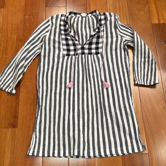 J. Crew Other - J. by J Crew Tunic Top/Beach Cover Charcoal Gray & White Stripe Striped Size L